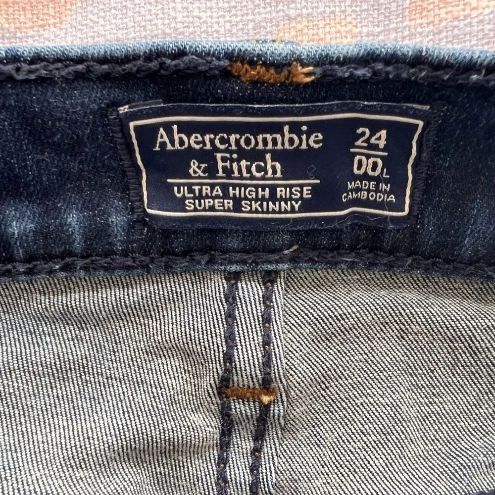 SOLD OUT EUC Abercrombie Ultra High Rise Super Skinny Ankle Jeans LONG Sz24/00 - Picture 4 of 4